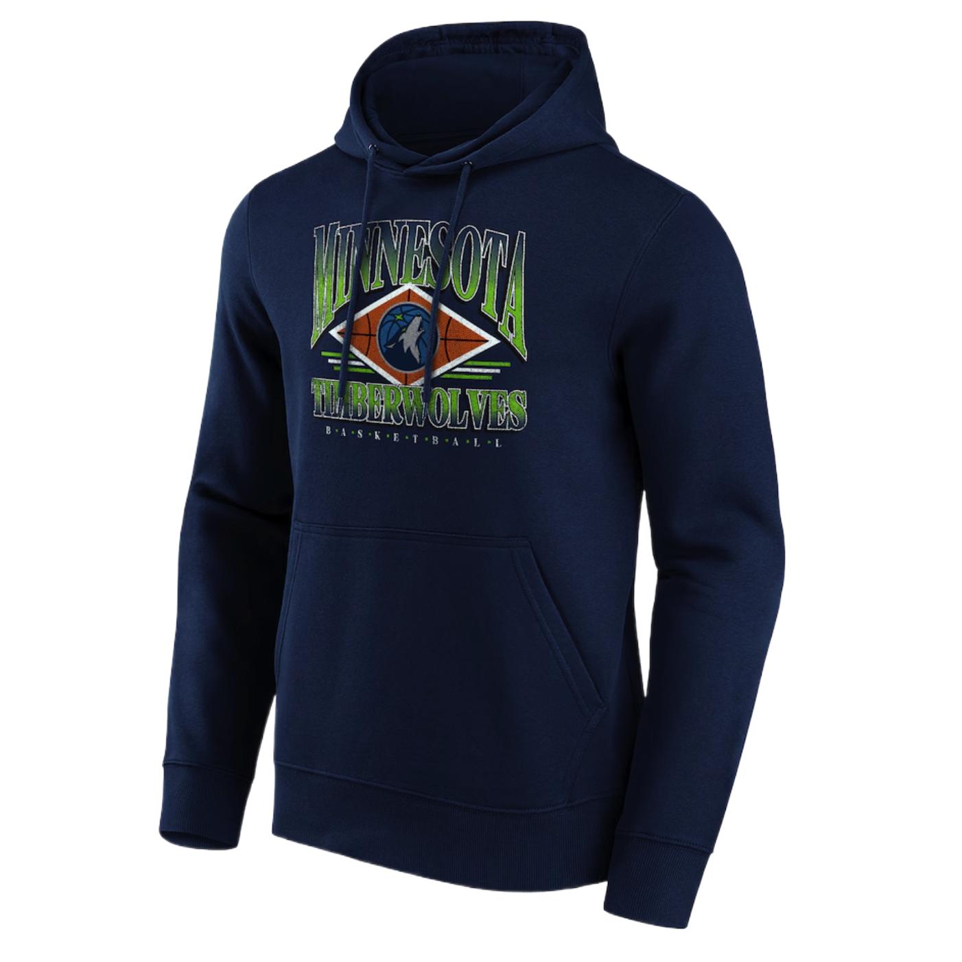 NBA Timberwolves Fanatics Pullover Logo Print Navy Long-Sleeve Sweatshirt 13340860