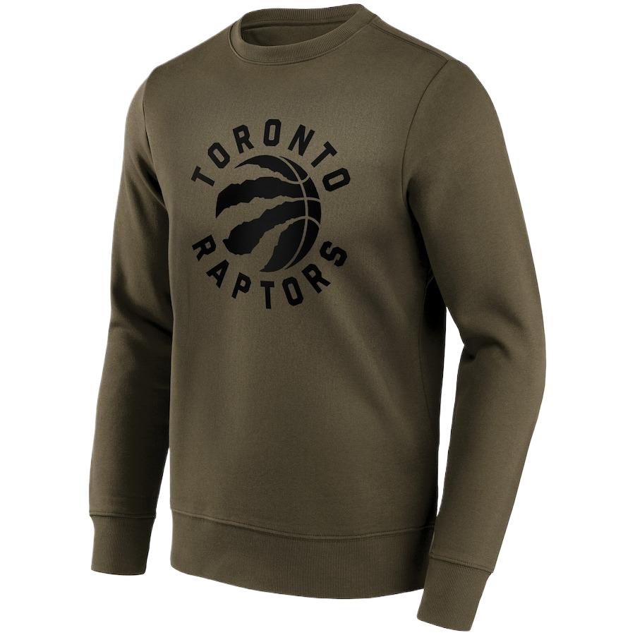 NBA Toronto Raptors Fanatics Letter Print Crewneck Long Sleeve Sweater Army Green 12087198