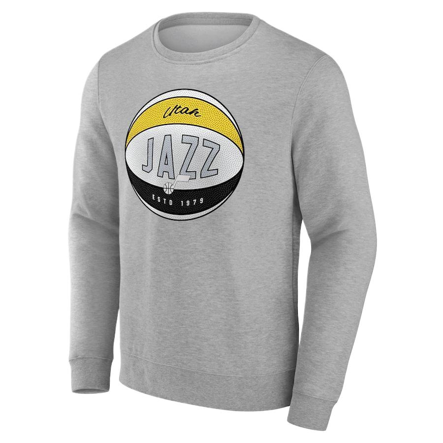 NBA Utah Jazz Fanatics Gray Crewneck Graphic Sweatshirt Long Sleeve 13340799