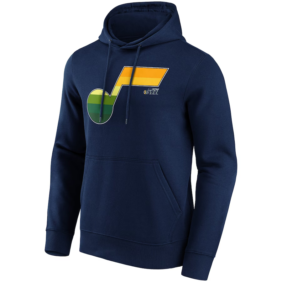 NBA Utah Jazz Graphic Print Pullover Hoodie Blue Long Sleeve Sweatshirt 12089172