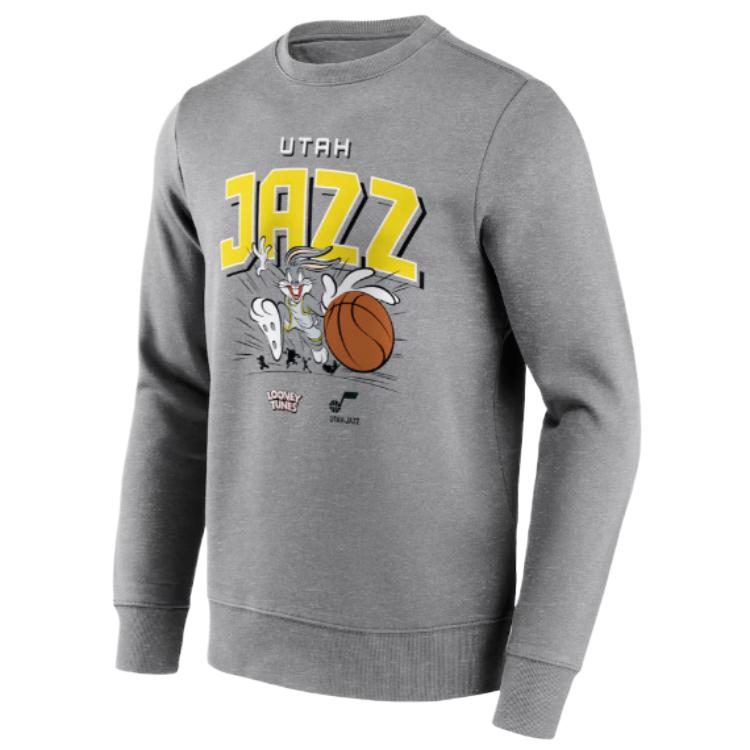 NBA Utah Jazz Looney Tunes Bugs Bunny Graphic Crewneck Sweatshirt Grey Men 13327587