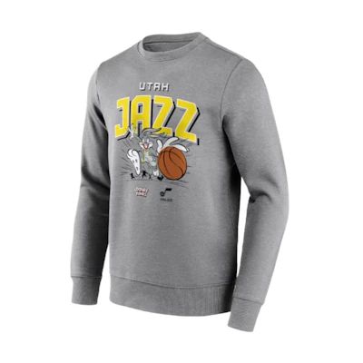 NBA Utah Jazz Looney Tunes Bugs Bunny Graphic Crewneck Sweatshirt Grey Men 13327587