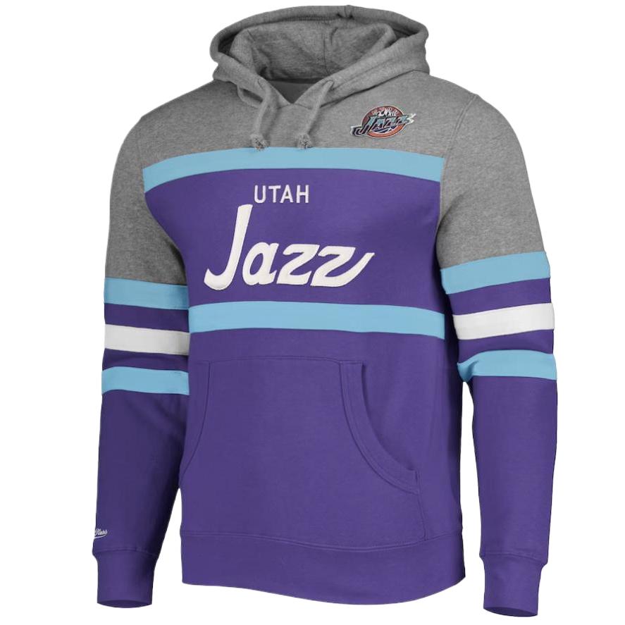 NBA Utah Jazz Mitchell & Ness Logo Print Purple Hoodie for Men 13308058