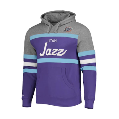 NBA Utah Jazz Mitchell & Ness Logo Print Purple Hoodie for Men 13308058