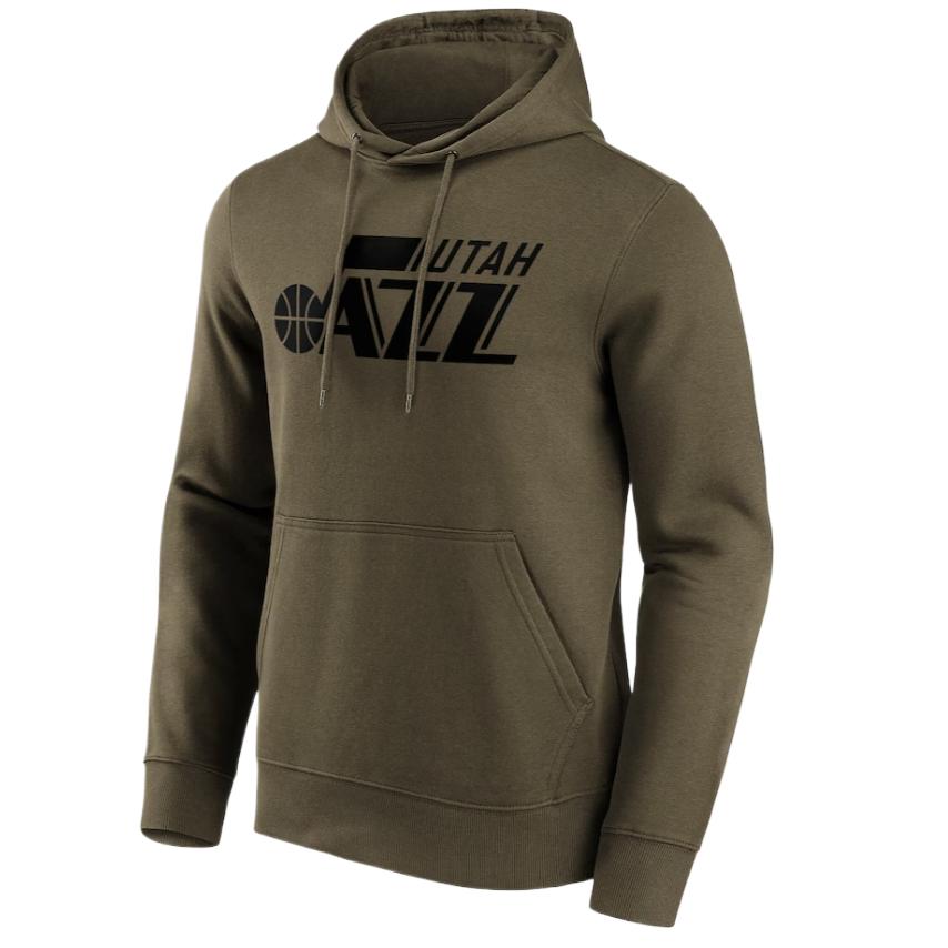 NBA Utah Jazz Olive Green Hoodie Long-Sleeve Casual Sweatshirt 12087229