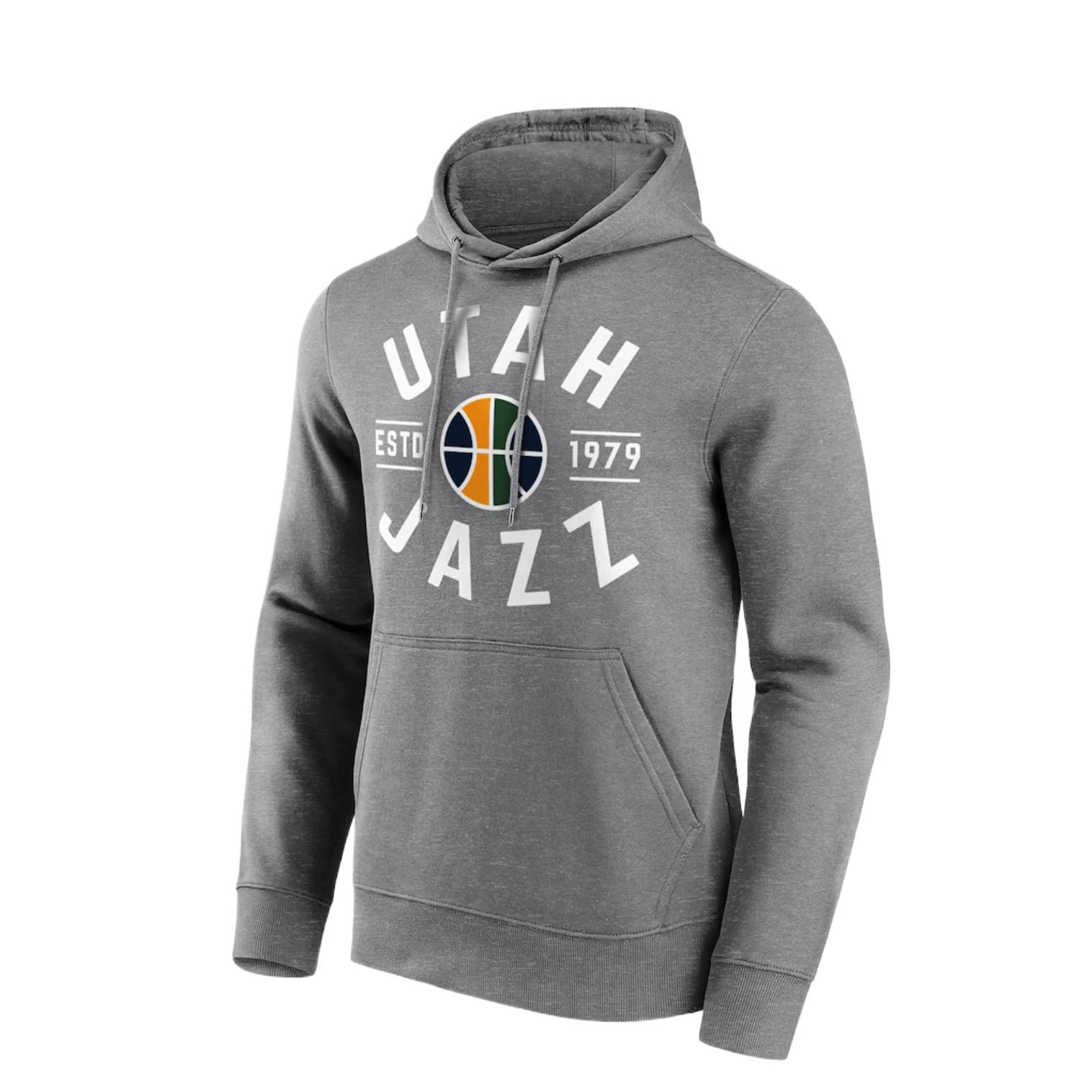 NBA Utah Jazz True Classic Letter Print Hoodie Gray 12085638