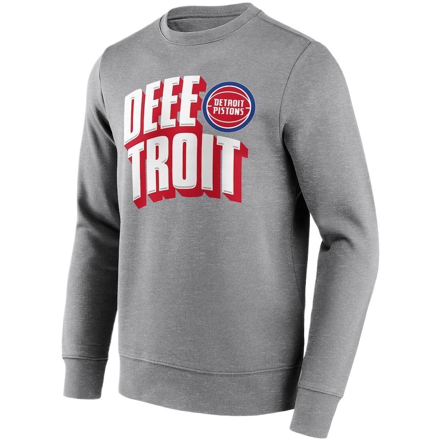 NBA Fanatics Detroit Pistons Logo Crewneck Sweatshirt Grey - 12089283