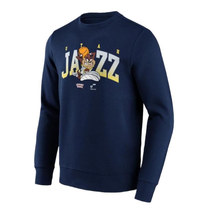 NBA Fanatics Utah Jazz Looney Tunes Taz Graphic Crewneck Sweatshirt Blue Mens 13327644