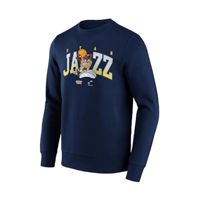 NBA Fanatics Utah Jazz Looney Tunes Taz Graphic Crewneck Sweatshirt Blue Mens 13327644
