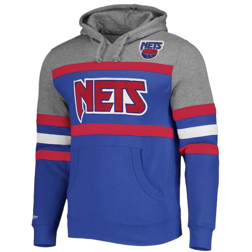 NBA Mitchell & Ness Brooklyn Nets Hoodie Pullover Blue/Grey 13308054