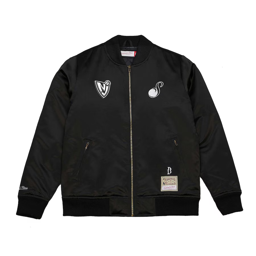 NBA Mitchell & Ness Brooklyn Nets Suga Glitch Black Bomber Jacket - Stylish Wear 200542196