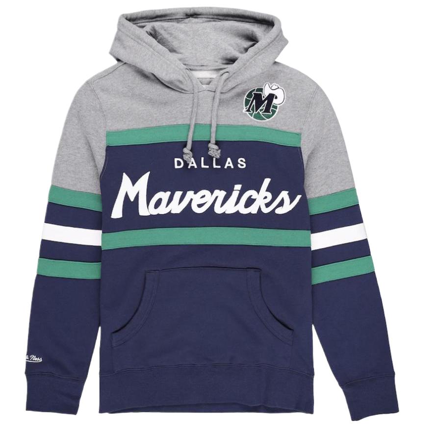 NBA Mitchell & Ness Dallas Mavericks Logo Print Pullover Hoodie Blue - 12055310