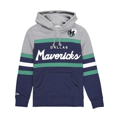 NBA Mitchell & Ness Dallas Mavericks Logo Print Pullover Hoodie Blue - 12055310