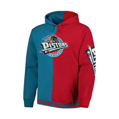 NBA Mitchell & Ness Detroit Pistons Logo Print Hoodie Blue/Red 5176741