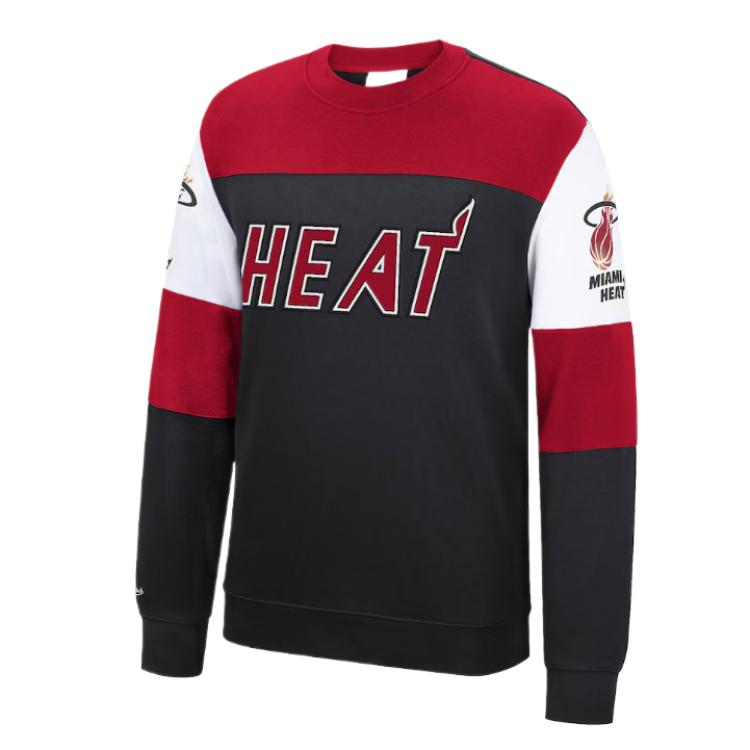 NBA Mitchell & Ness Heat Perfect Season Crewneck Sweatshirt Black/White/Red 4455668