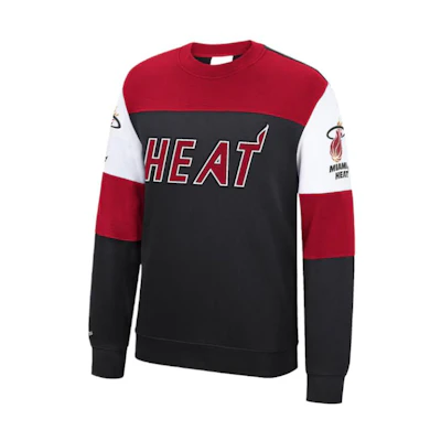 NBA Mitchell & Ness Heat Perfect Season Crewneck Sweatshirt Black/White/Red 4455668