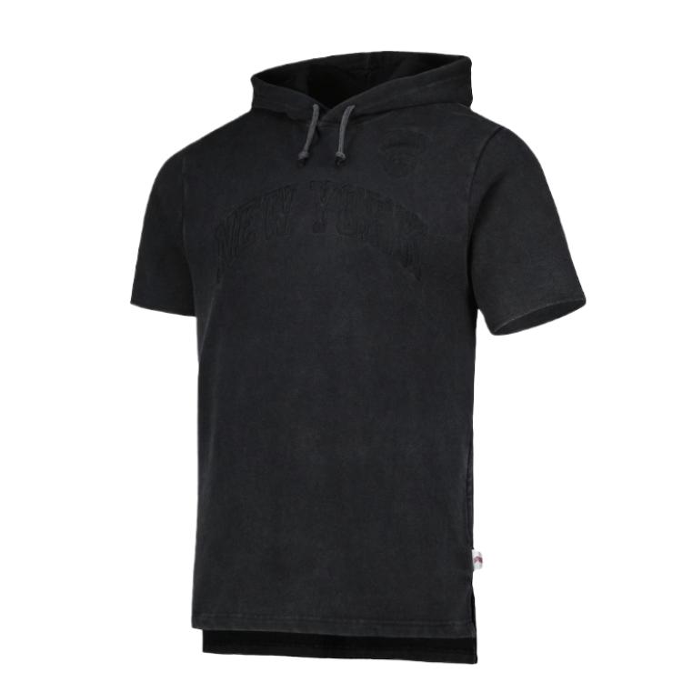 NBA Mitchell & Ness Knicks Black Short Sleeve Pullover Hoodie 4686482