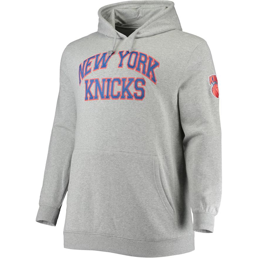 NBA Mitchell & Ness Knicks Logo Hoodie Grey Pullover Long Sleeve 4362243