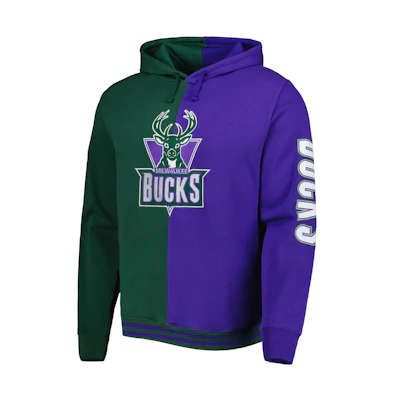 NBA Mitchell & Ness Milwaukee Bucks Colorblock Hoodie Green/Purple Mens 5176746