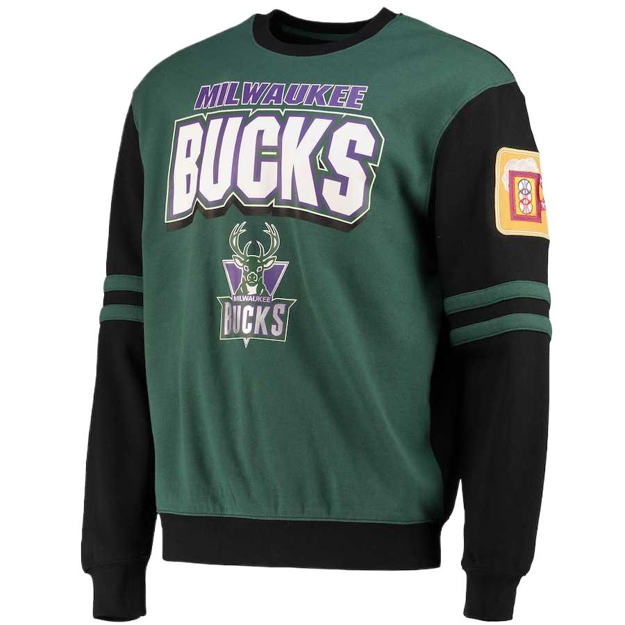 NBA Mitchell & Ness Milwaukee Bucks Crewneck Pullover Sweatshirt Green () 13308354