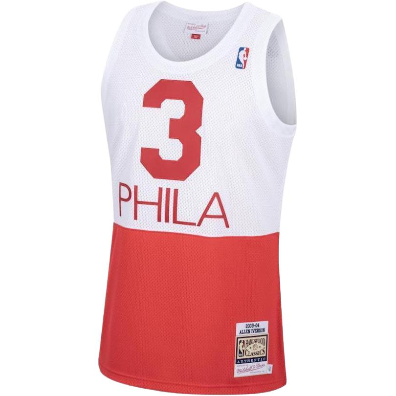 NBA x Mitchell & Ness Philadelphia 76ers Allen Iverson Red White Jersey Mens. 4106135