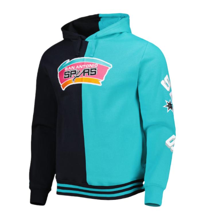 NBA Mitchell & Ness San Antonio Spurs Colorblock Hoodie Blue/Black Men’s 5176758