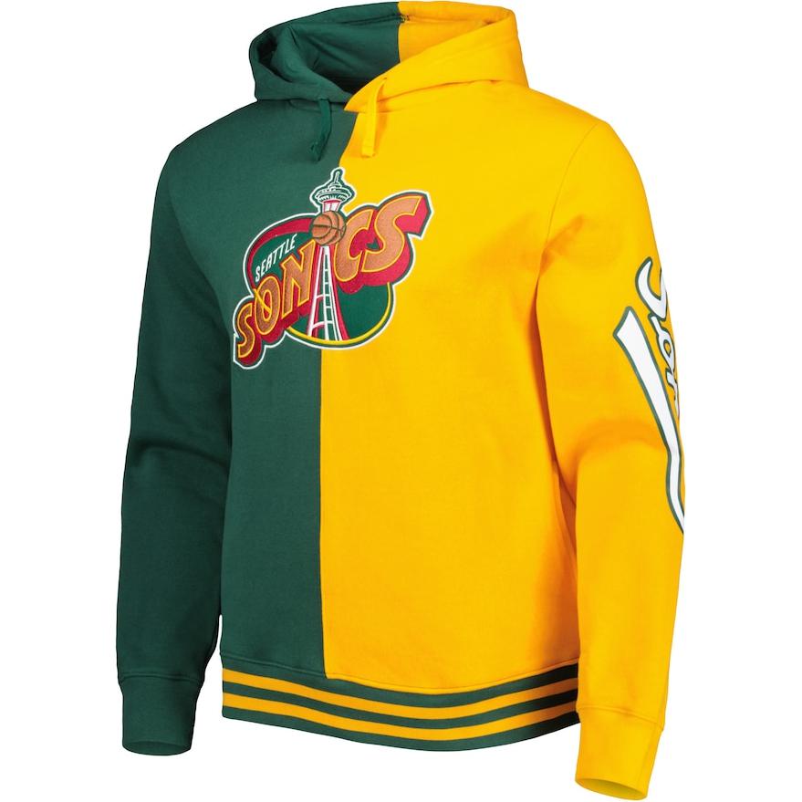 NBA Mitchell & Ness Seattle SuperSonics Colorblock Hoodie Gold/Green () 5176760