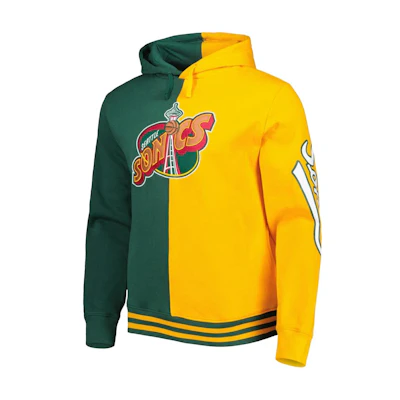 NBA Mitchell & Ness Seattle SuperSonics Colorblock Hoodie Gold/Green () 5176760