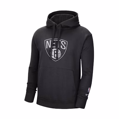 NBA Nike Brooklyn Nets Essential Logo Print Pullover Sweatshirt Black Men 12062844