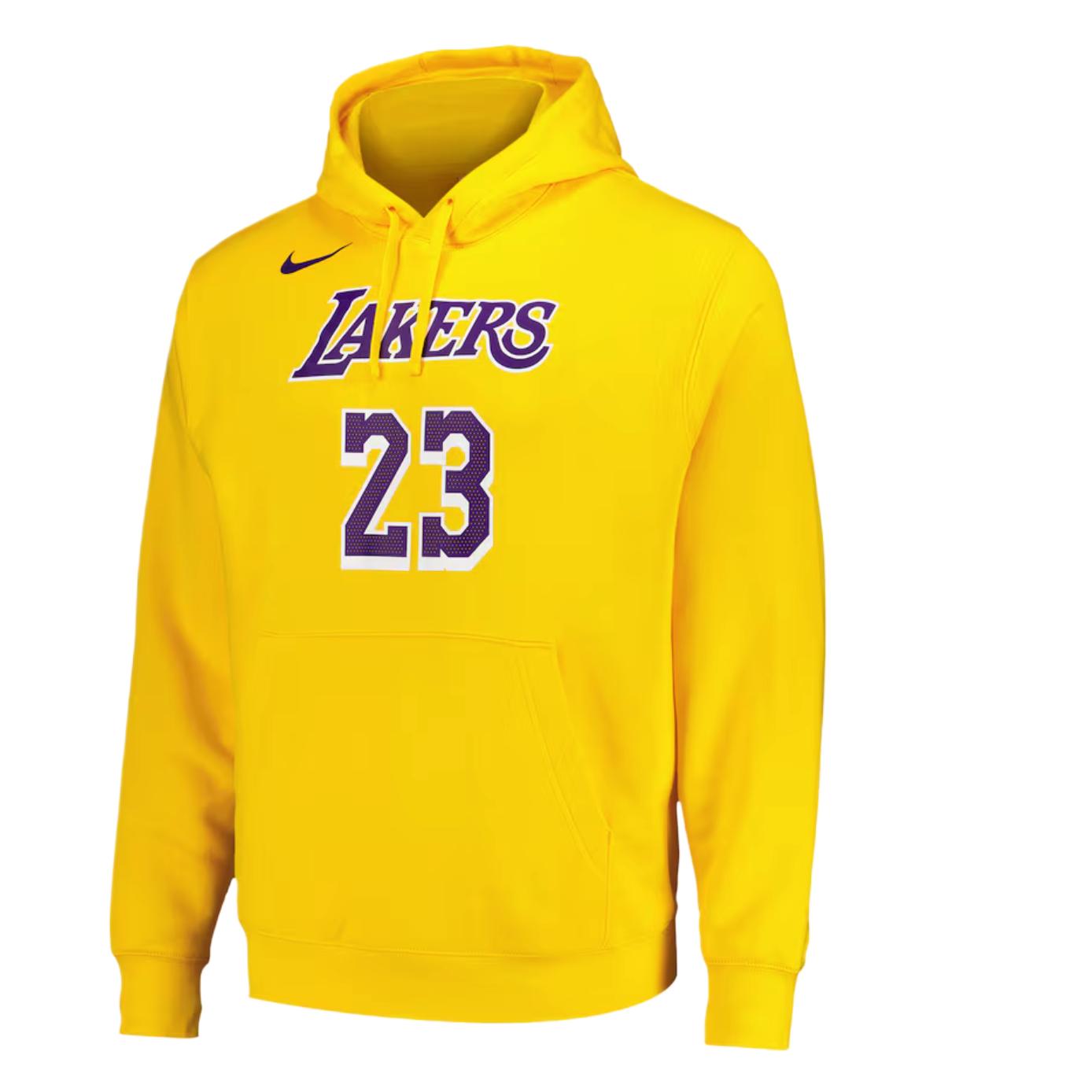 NBA Nike Lakers Name & Number Fleece Hoodie Yellow Long Sleeve Pullover 13389737