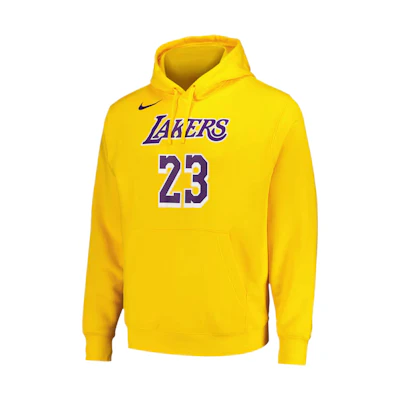 NBA Nike Lakers Name & Number Fleece Hoodie Yellow Long Sleeve Pullover 13389737