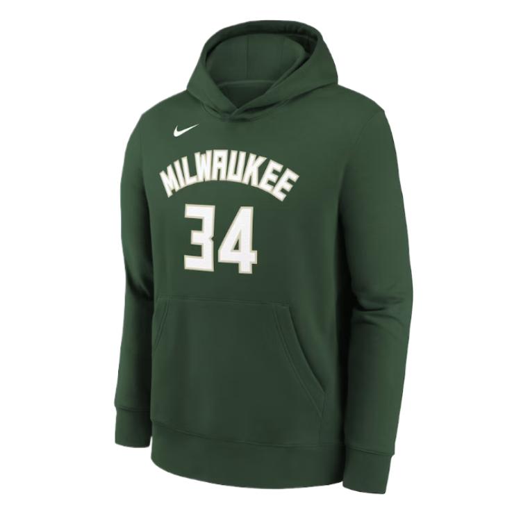 NBA Nike Milwaukee Bucks Alphabet Print Hoodie Green 13374811