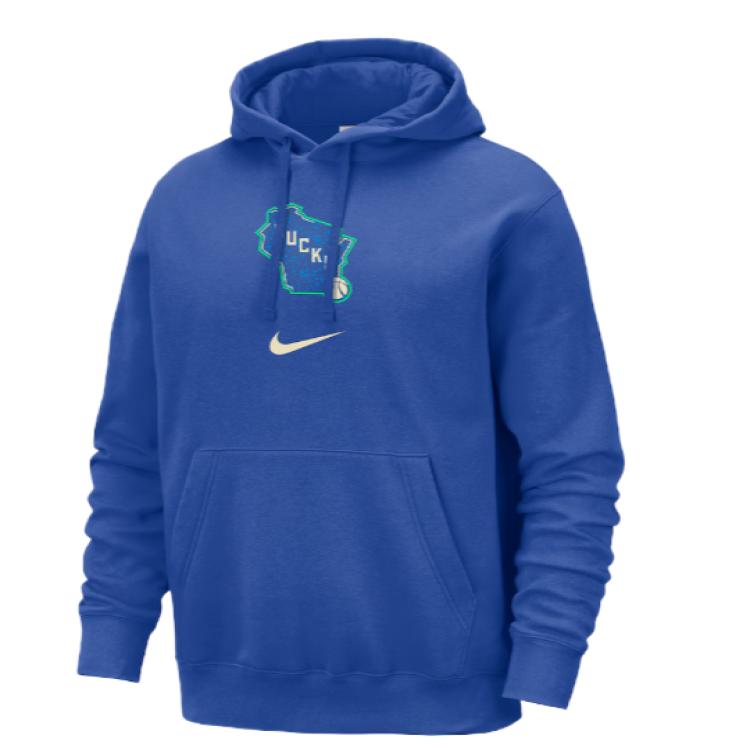 NBA Nike Milwaukee Bucks Blue Pullover Hoodie Casual Wear 13392507