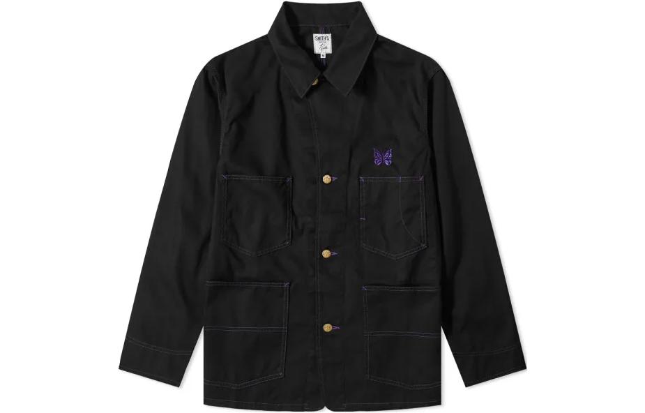 Needles  Black Jacket with Butterfly Embroidery and Turn-Down Collar. KP285