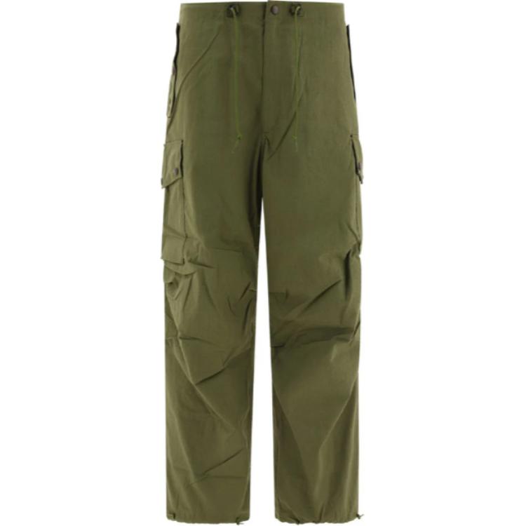 Needles  Green Solid Straight-Leg Cargo Pants with Mid-Waist. OT093A
