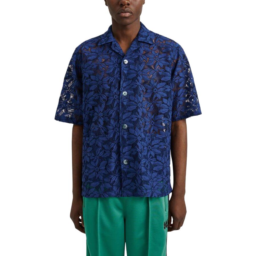 Lookbook Needles 海軍藍素色短袖休閒襯衫 MR252-NVY