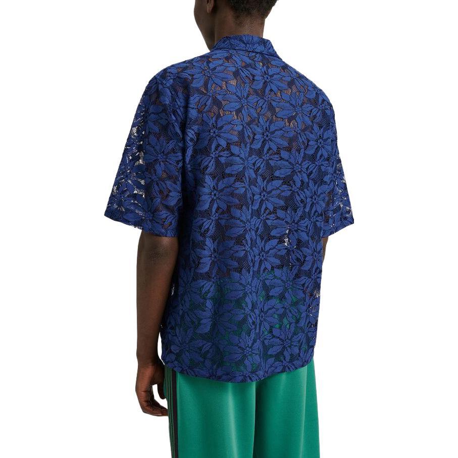 Shop Needles 海軍藍素色短袖休閒襯衫 MR252-NVY