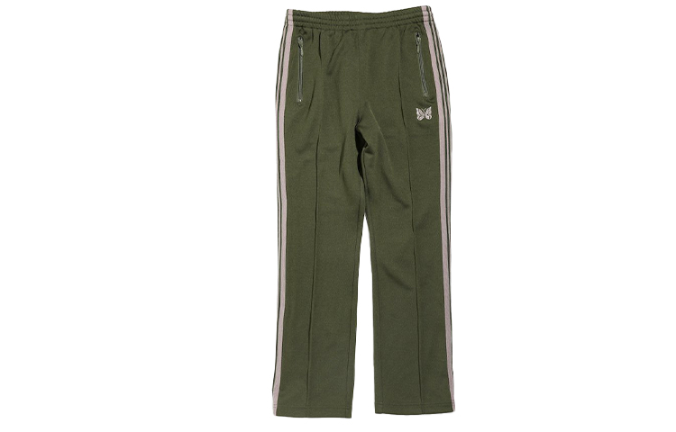 Needles  Olive Green Butterfly Embroidered Track Pants. HM227B