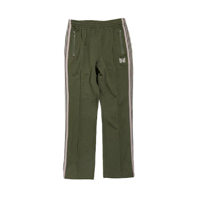 Needles Olive Green Butterfly Embroidered Track Pants. HM227B