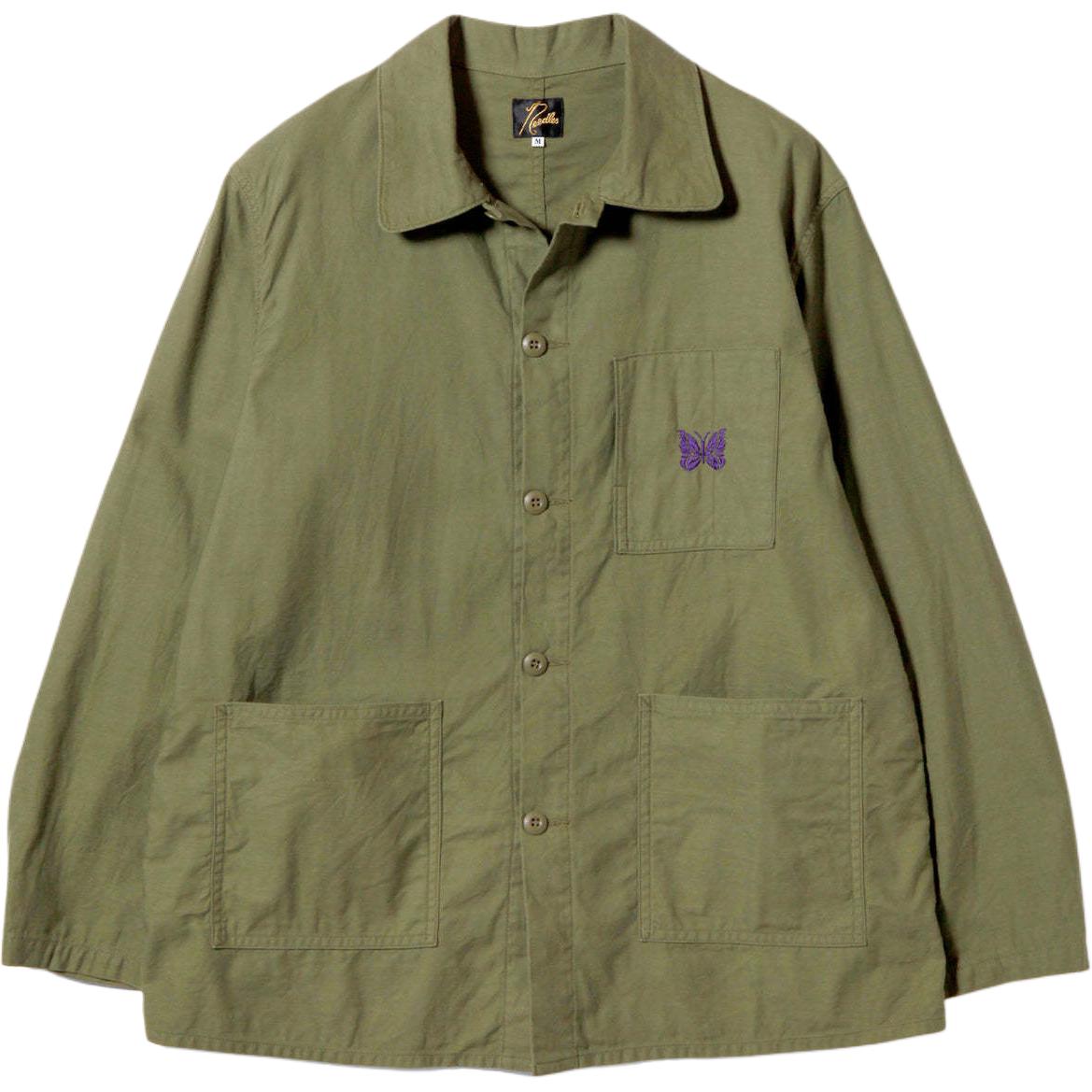Needles  Olive Green Long Sleeve Shirt with Embroidered Butterfly Design. PU238B