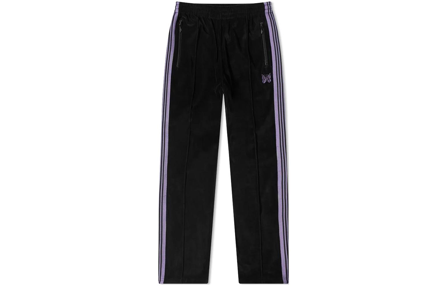 Needles  Solid Striped Knit Track Pants. KP227-BK