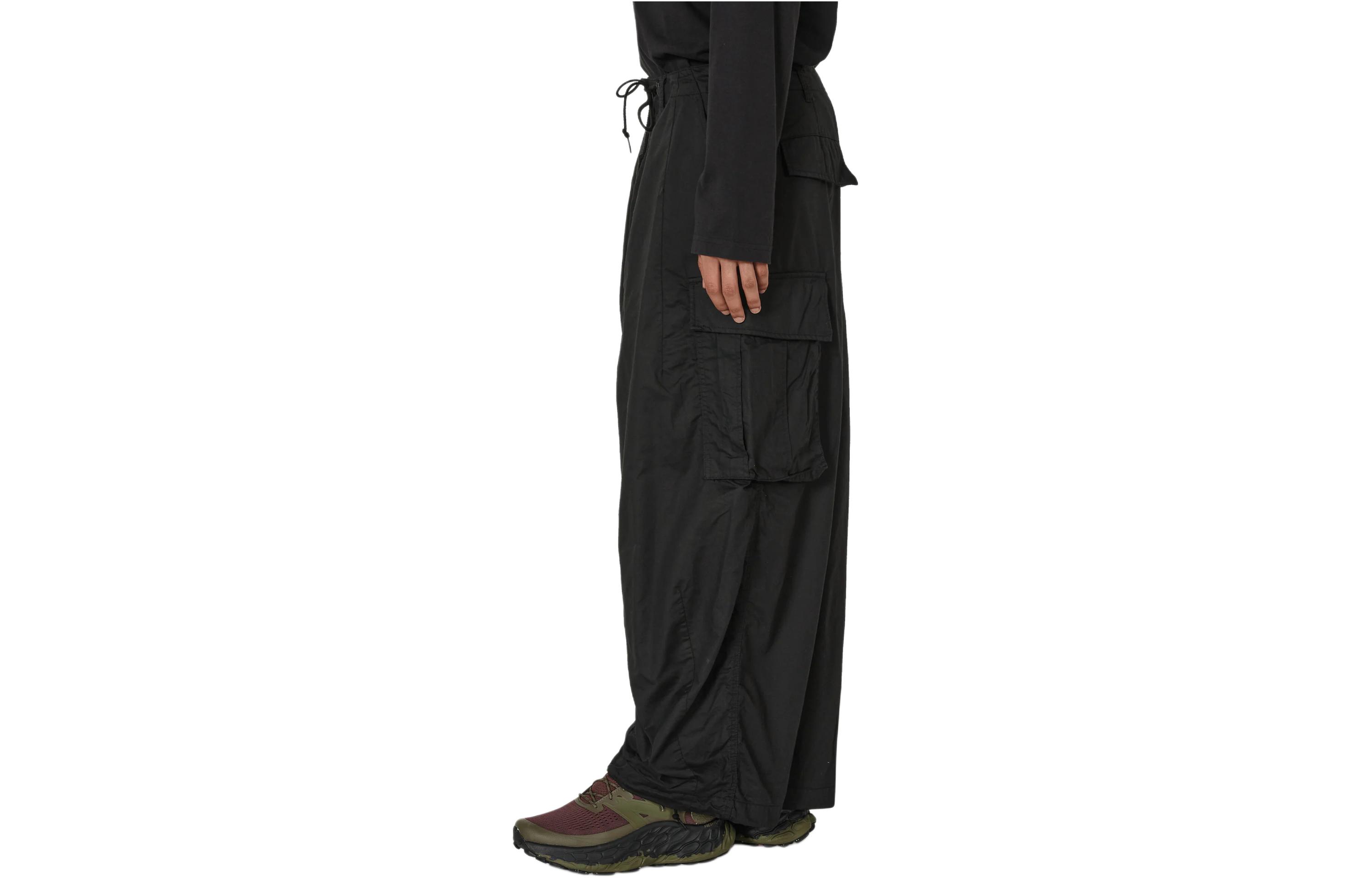 Shop Needles 寬鬆直筒闊腿褲 - 黑色 OT218B