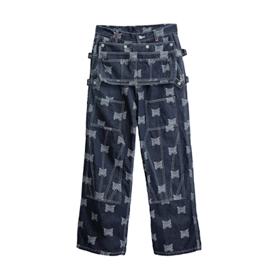 Needles Straight Denim Jeans Butterfly All-Over Print. MR212-INDIGO