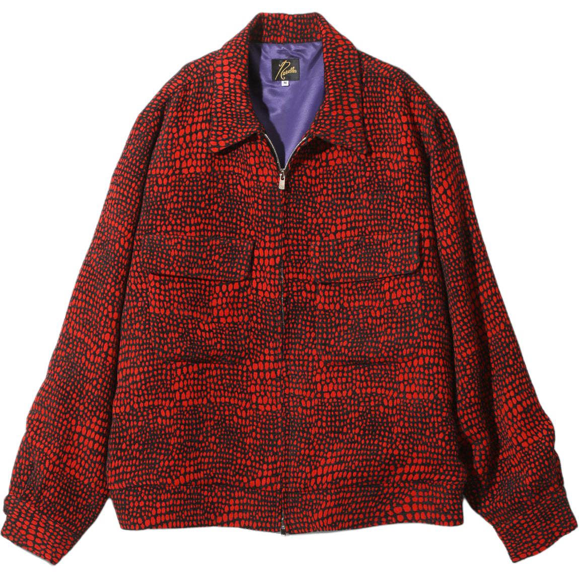 Needles Animal Pattern Jacquard Zip Jacket Red Unisex PU132A