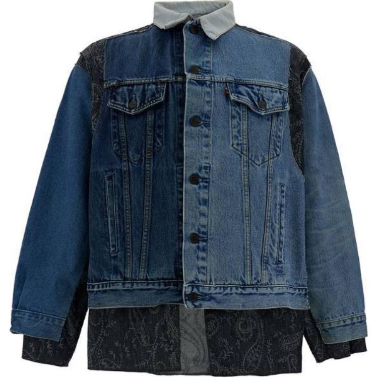 Needles Asymmetric Hem Button-Up Jacket Blue Long-Sleeve NS297VAR3