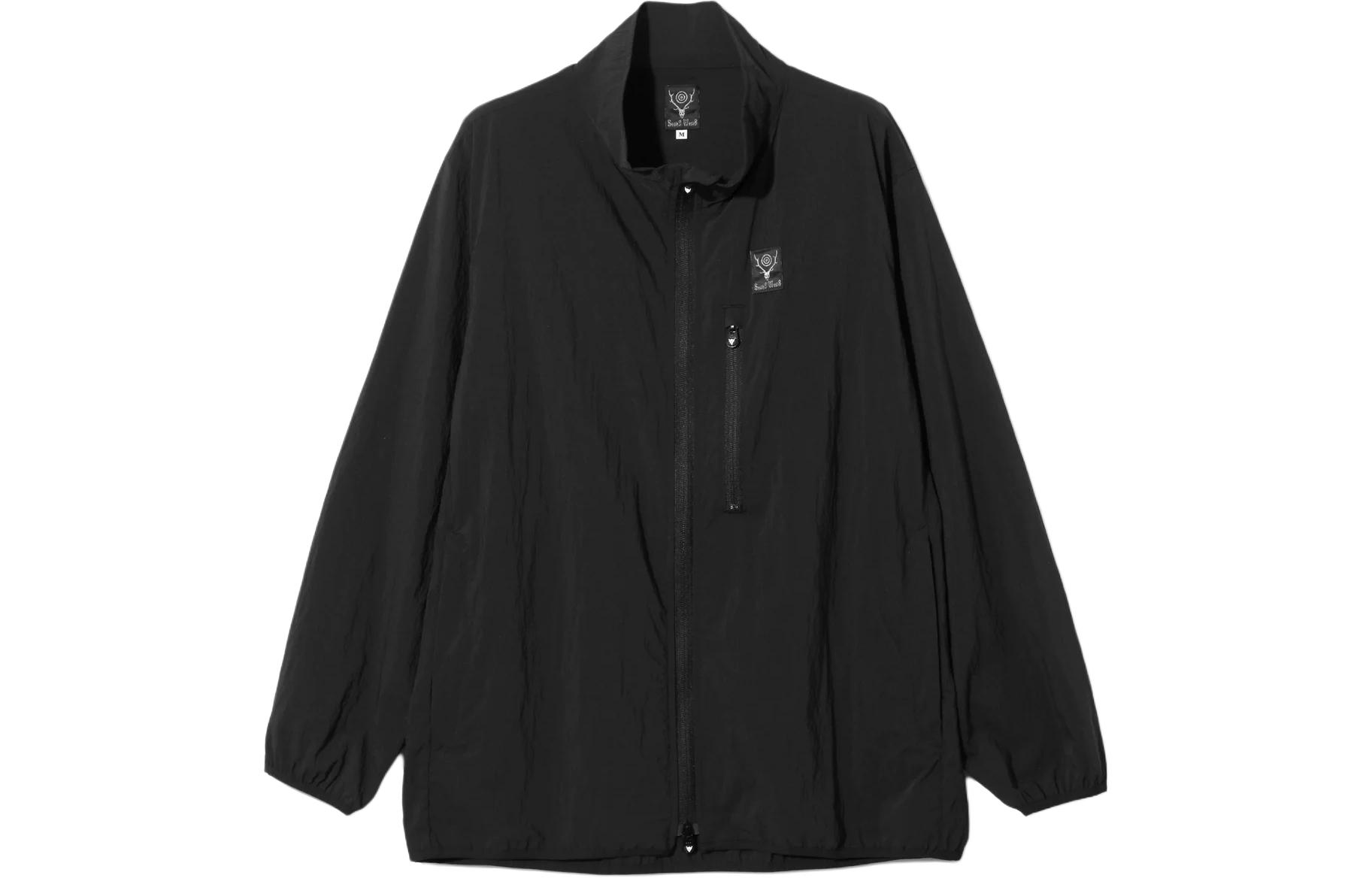 Needles Badge Logo Stand Collar Zip Jacket Unisex Black OT097C