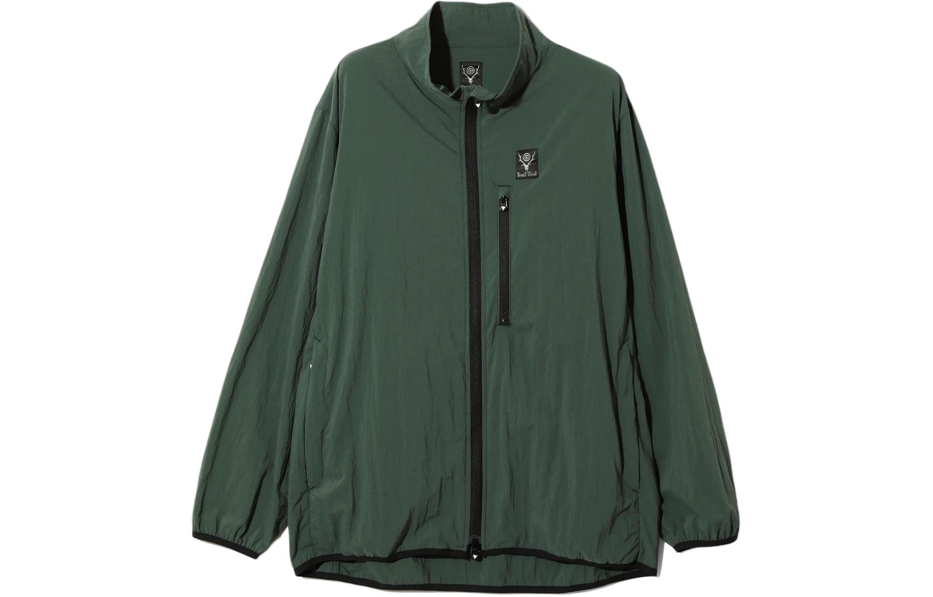 Needles Badge Pattern Zip-Up Jacket Green Unisex OT099C