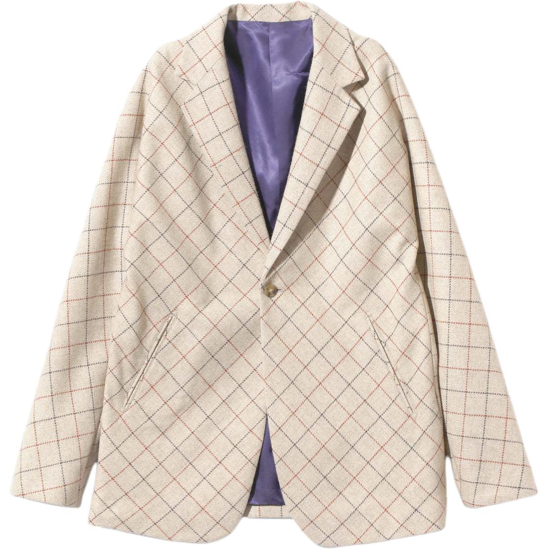 Needles Beige Oversized One-Button Plaid Blazer Jacket PU146A