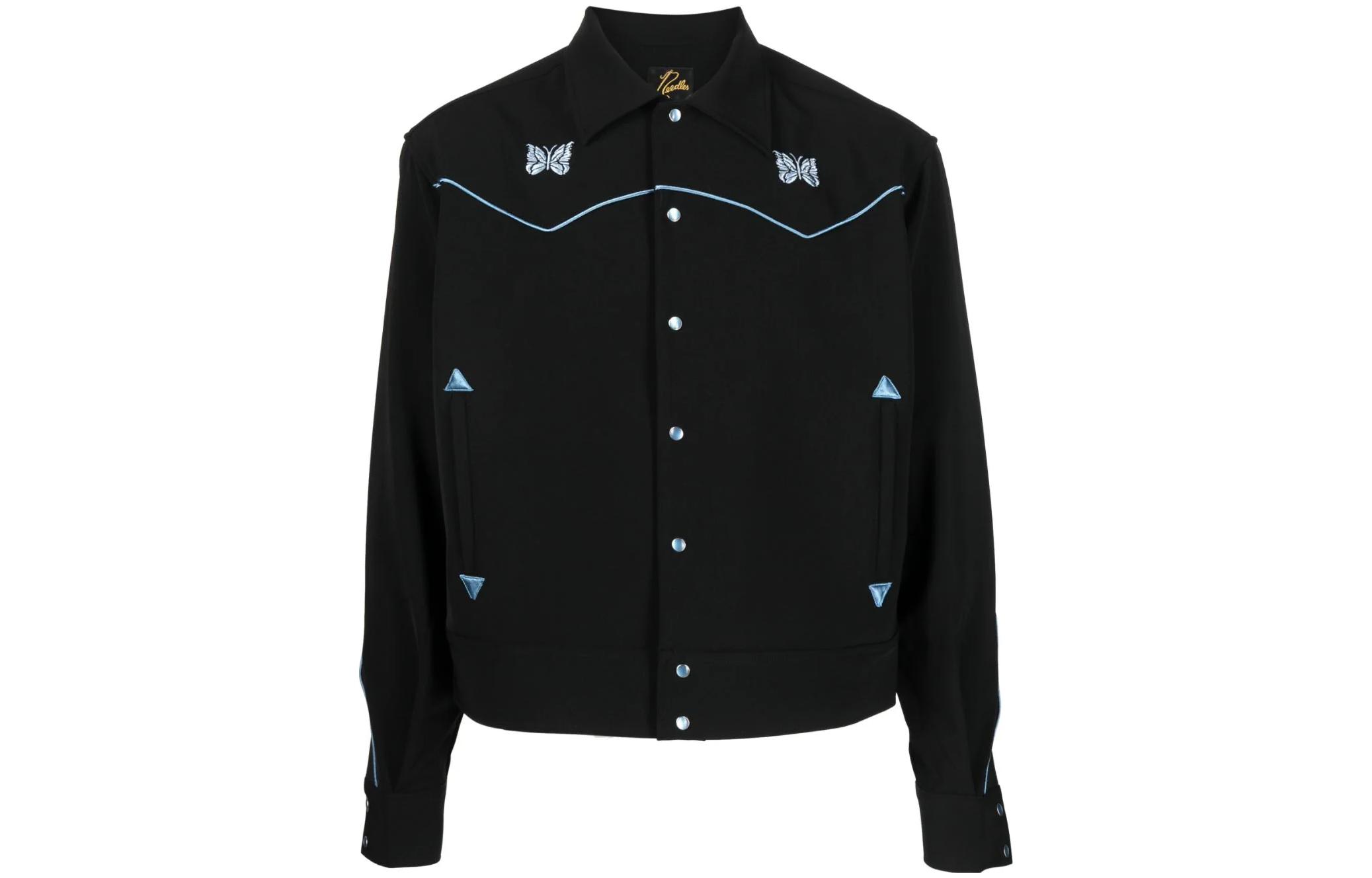 Needles Black Fitted Long-Sleeve Jacket with Square Neckline MR201BLACK