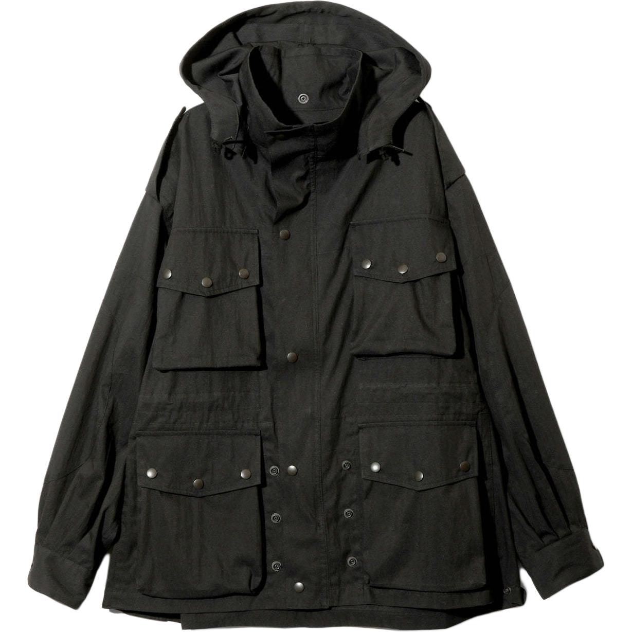 Needles Black Oversized Jacket with Removable Hood and Workwear Design PU186B